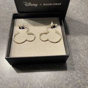 Disney x Baublebar Mickey Mouse Outline Hoop Rainbow Crystal Earrings